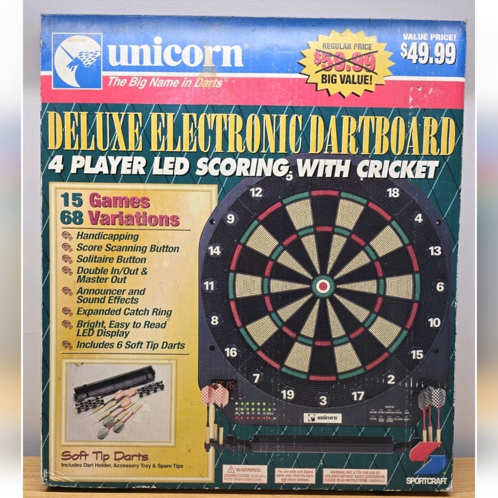 🤑NWB TALKING Electric 18" Unicorn Dartboard, 70% Off, ALL PARTS In Original Box